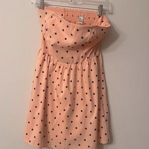 👗Forever 21 Peach polka dot side zipper strapless mini dress size M